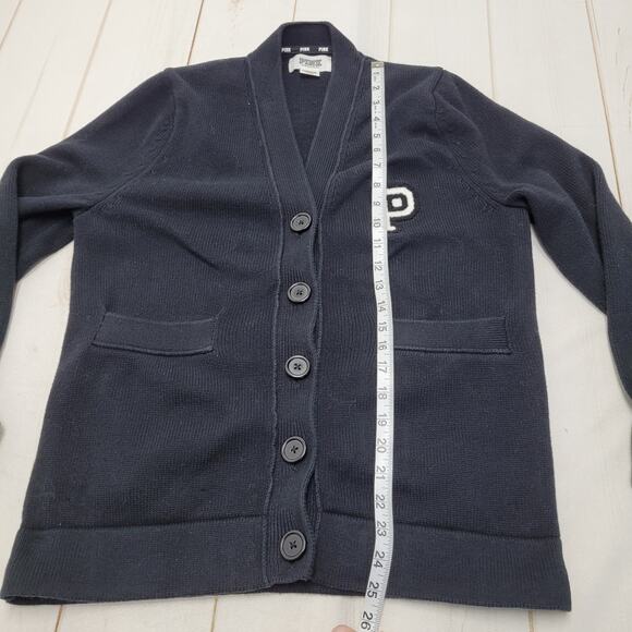 Pink Victorias Secret varsity black knit button front cardigan sweater - Picture 5 of 8